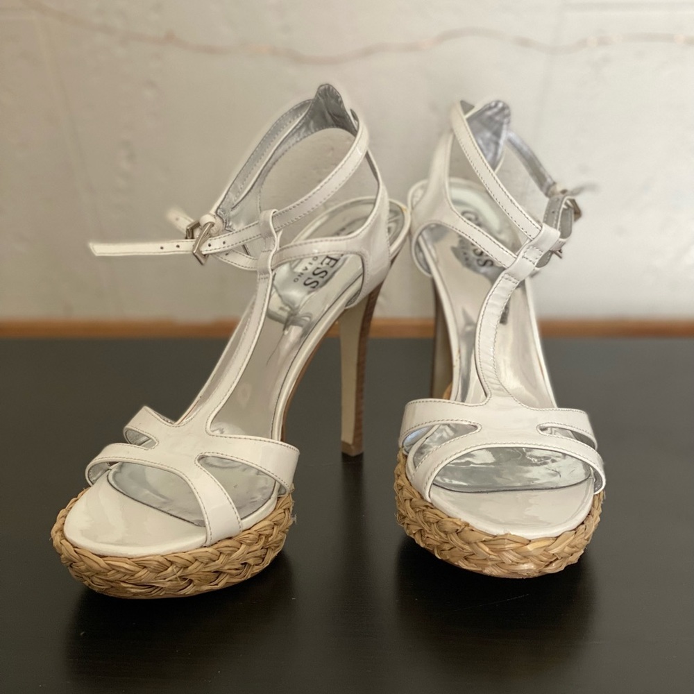 White high heel sandals by Guess